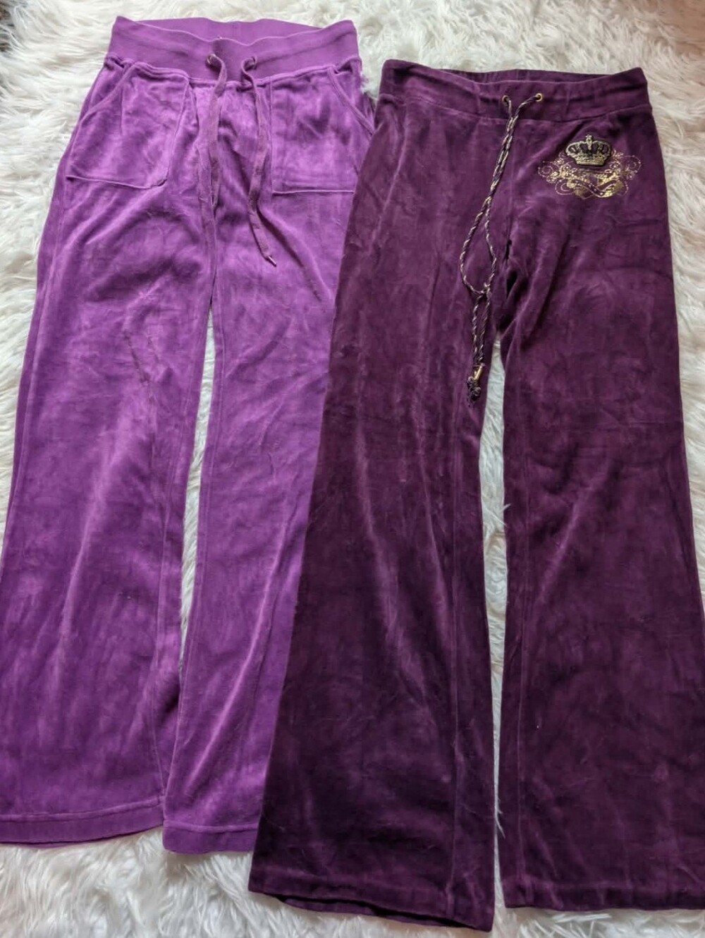 2pk vintage 2000s 90s y2k velour purple burgundy pants